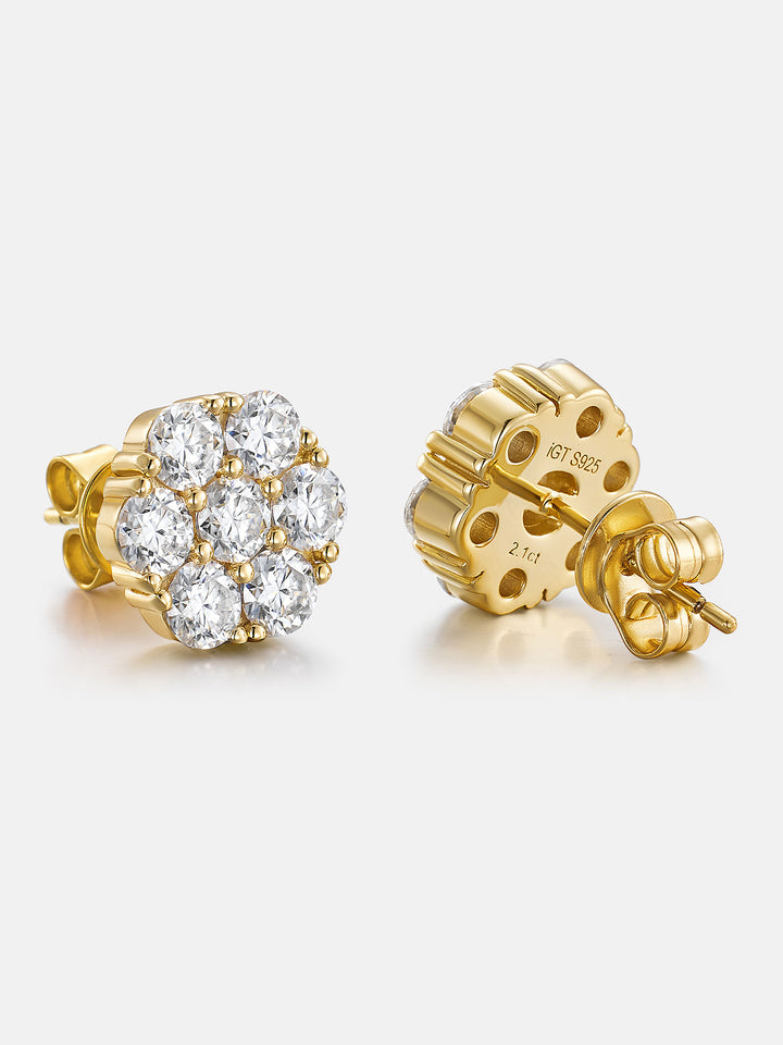 Moissanite Cluster Hexagon Earrings-4.2CT Total