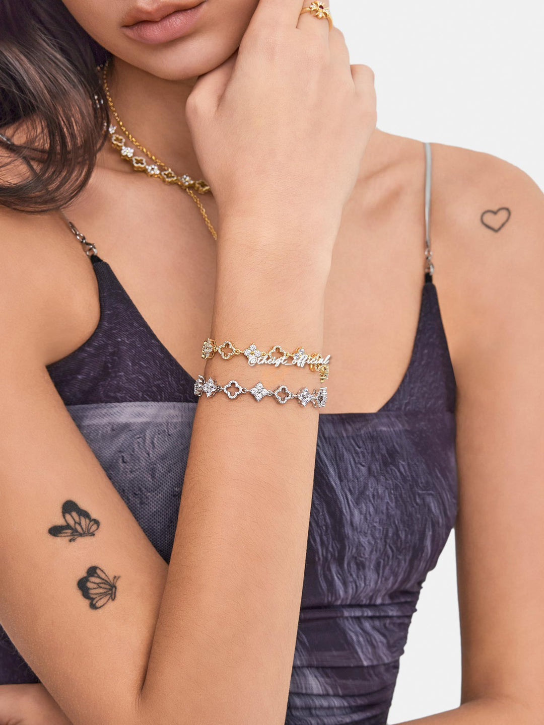 Moissanite Double Four Leaf Clover Bracelet