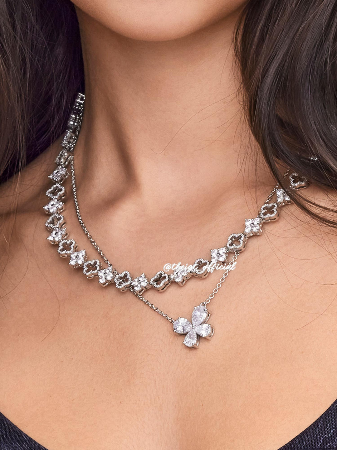 Pear Cut Moissanite Butterfly Necklace