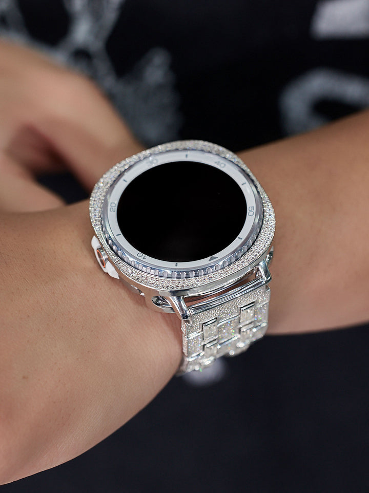Moissanite Emerald & Round Cut Band For Galaxy Watch 8 Classic