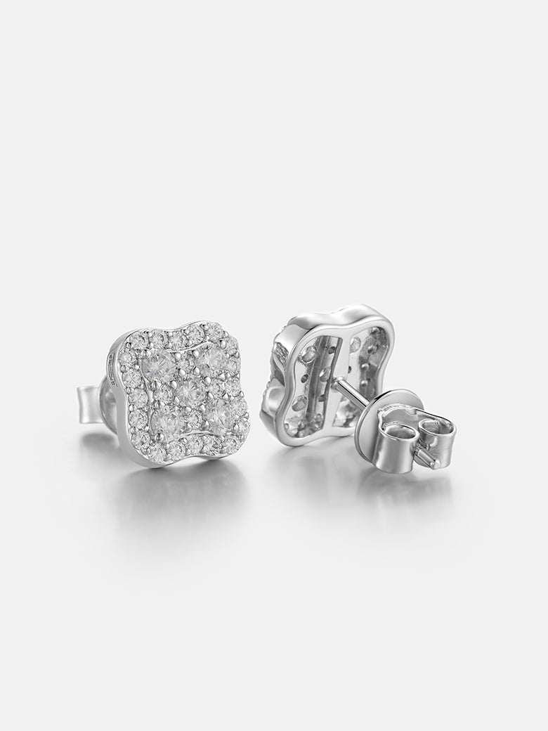 Moissanite Four Leaf Clover Clusted Earrings