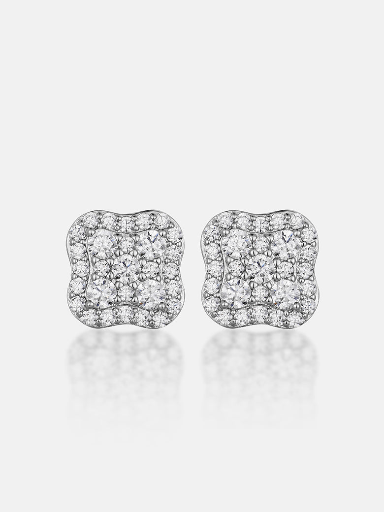 Moissanite Four Leaf Clover Clusted Earrings