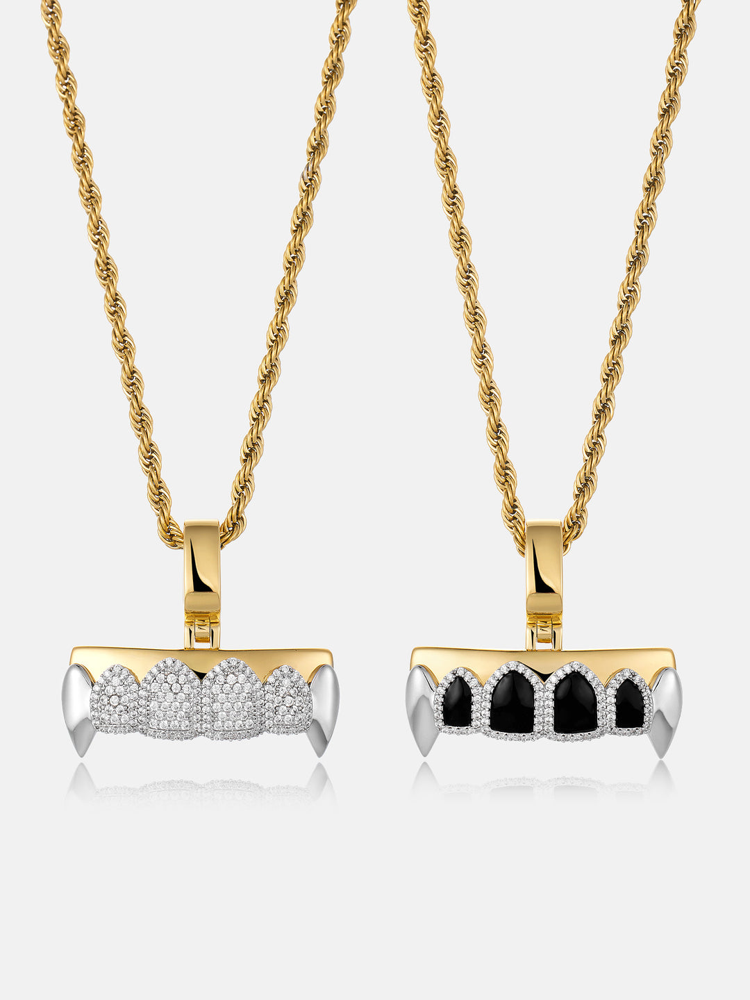 Moissanite Iced Out Two-Tone Fangs Grillz Pendant