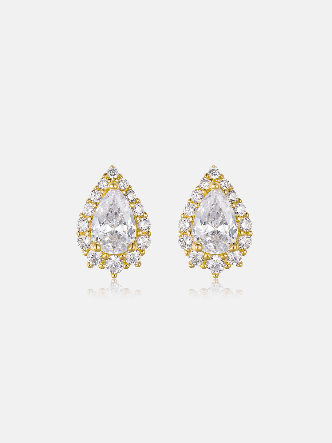 Moissanite Pear Cut Halo Stud Earrings