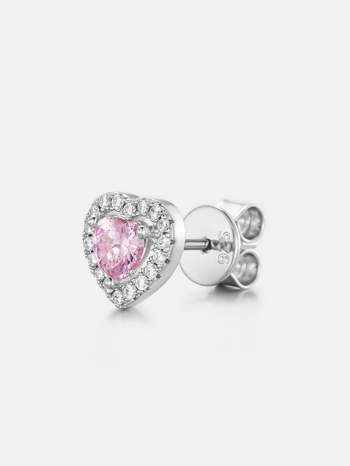 Moissanite Pink Gemstone Heart Shaped Halo Earrings