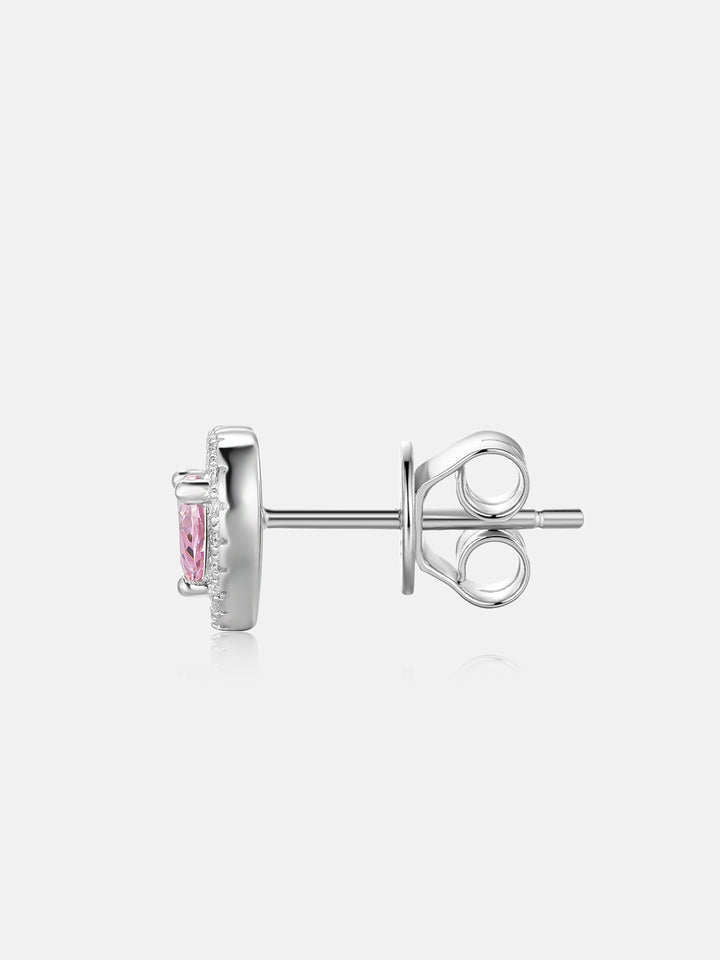 Moissanite Pink Gemstone Heart Shaped Halo Earrings