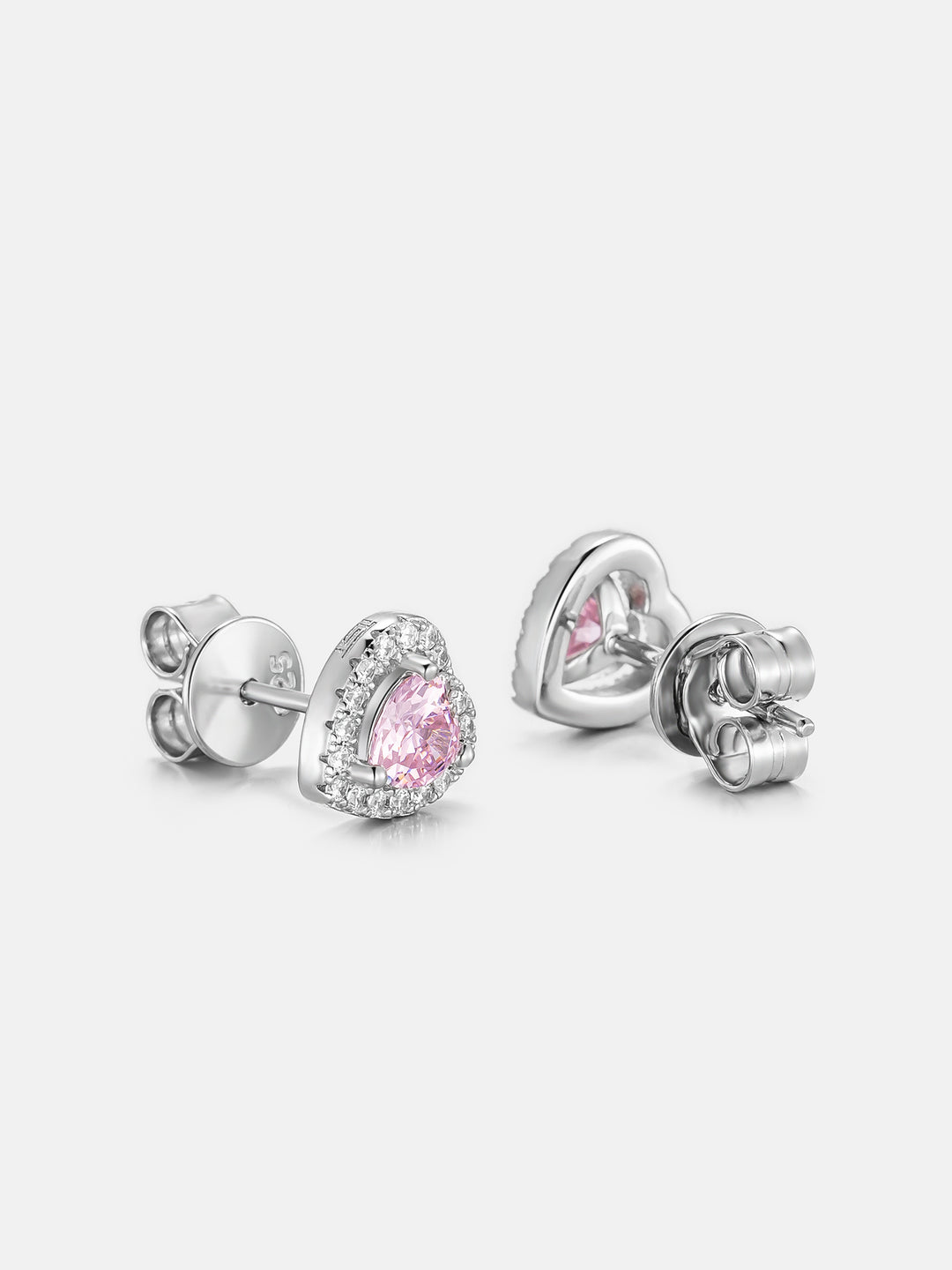 Moissanite Pink Gemstone Heart Shaped Halo Earrings