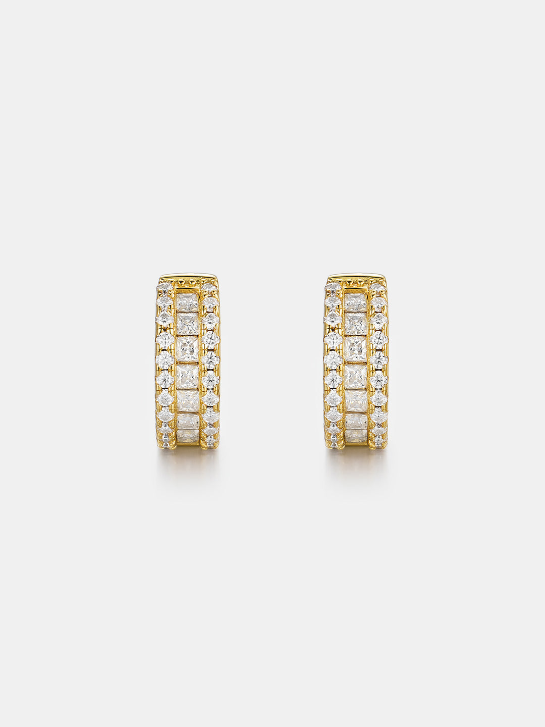 14K Solid Gold Moissanite Princess Cut Hoop Earrings