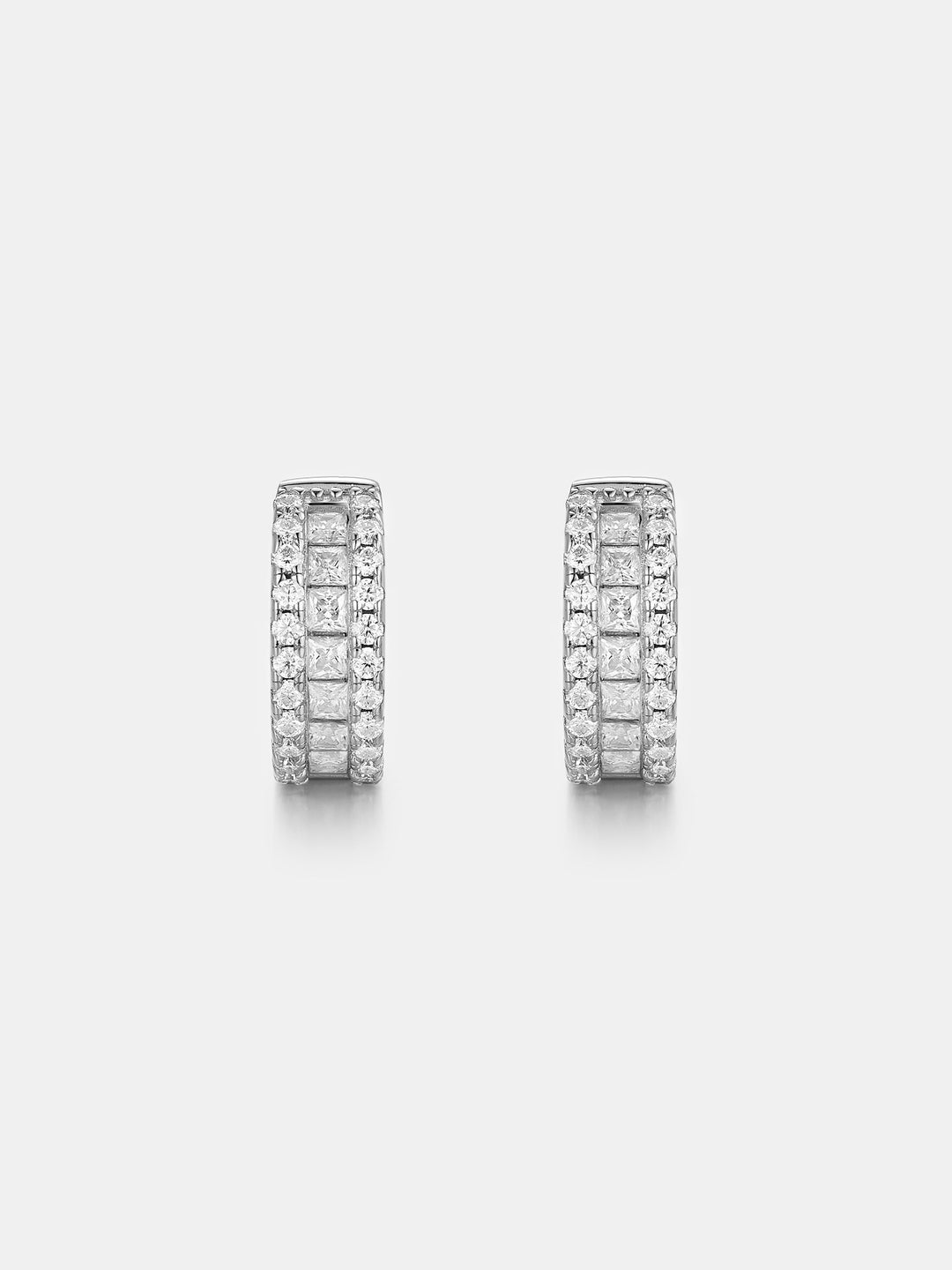 14K Solid Gold Moissanite Princess Cut Hoop Earrings
