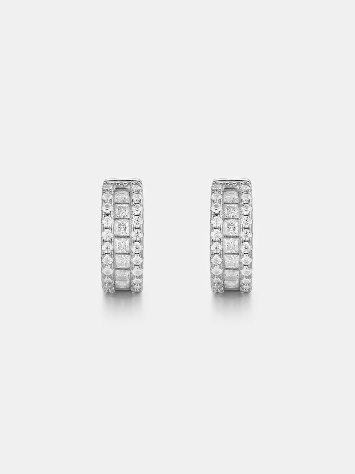 14K Solid Gold Moissanite Princess Cut Hoop Earrings