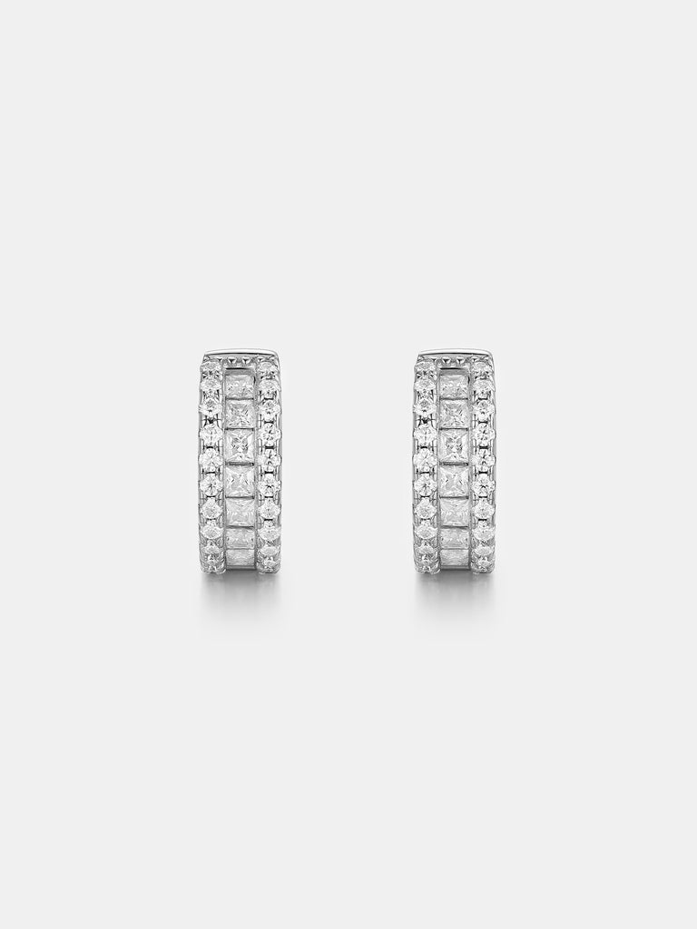 14K Solid Moissanite Princess Cut Hoop Earrings