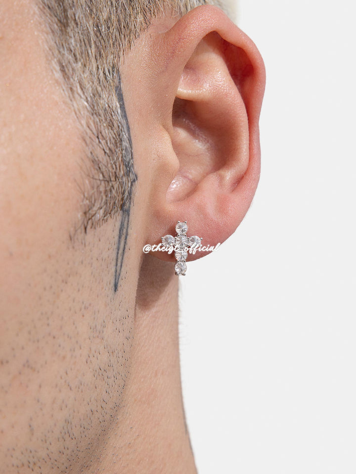 Moissanite Reverse Set Cross Stud Earrings