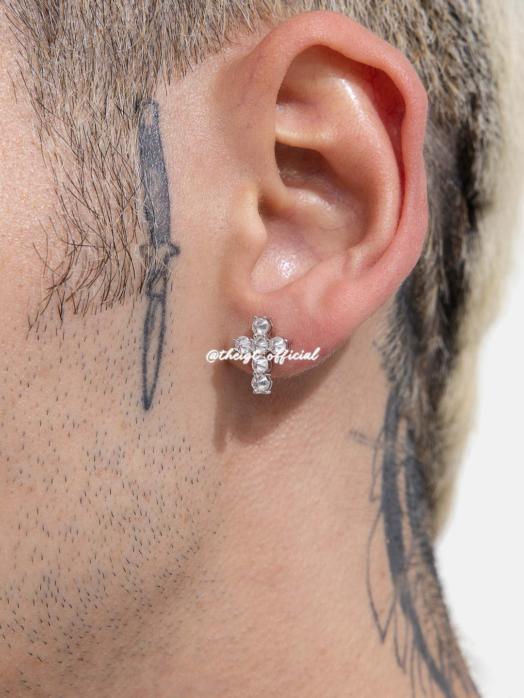 Moissanite Reverse Set Cross Stud Earrings