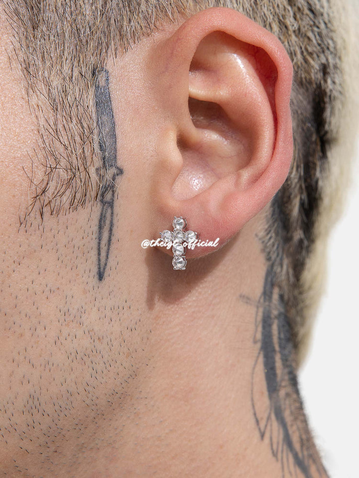Moissanite Reverse Set Cross Stud Earrings