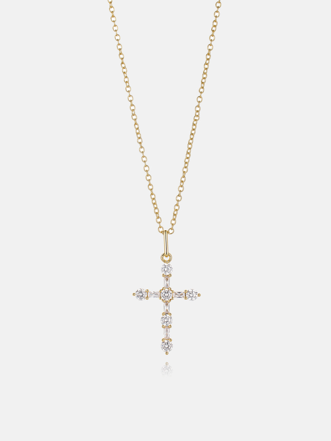 Moissanite Round & Baguette Cut Cross Pendant