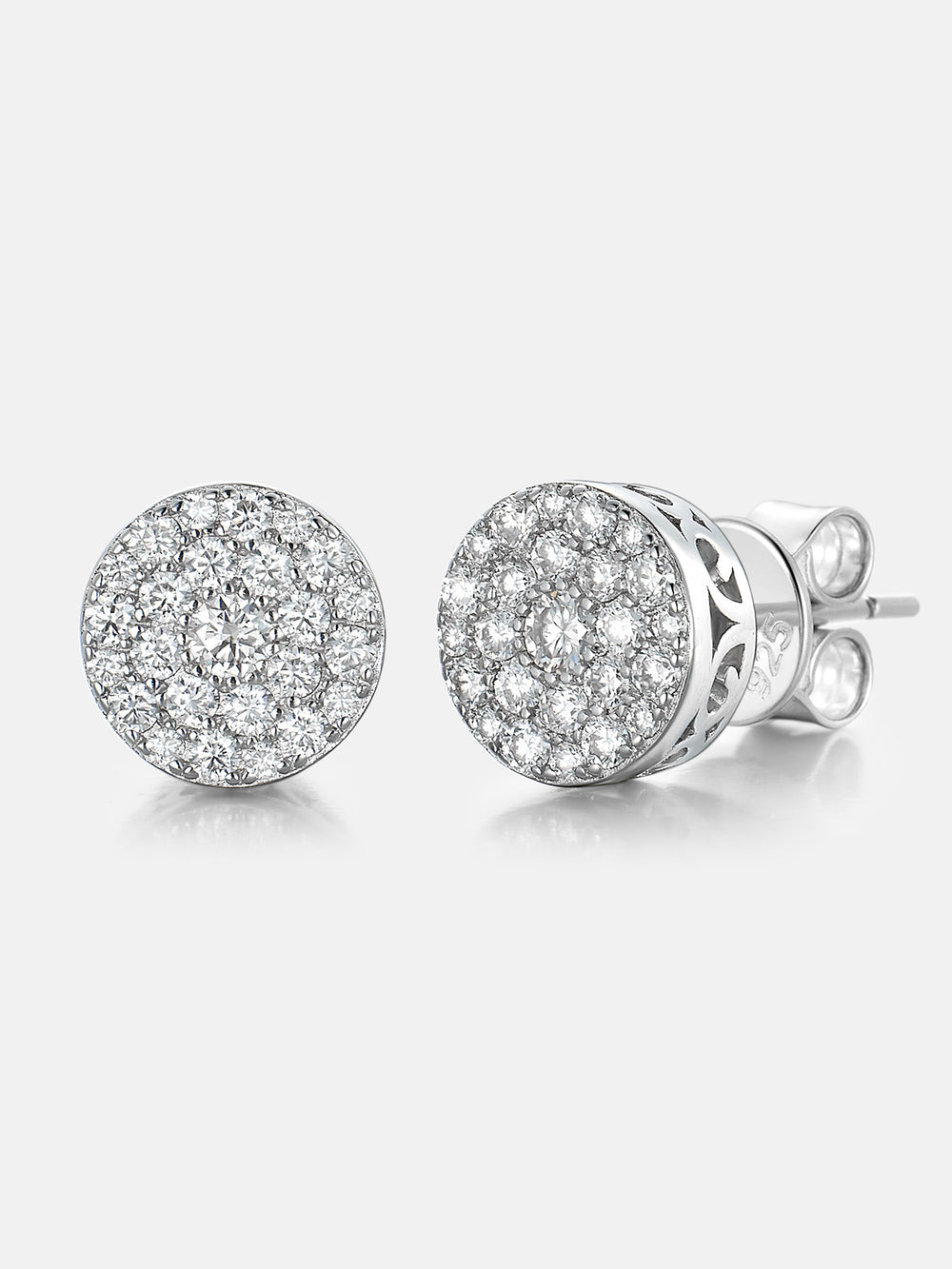 Moissanite Round Circle Cluster Stud Earrings