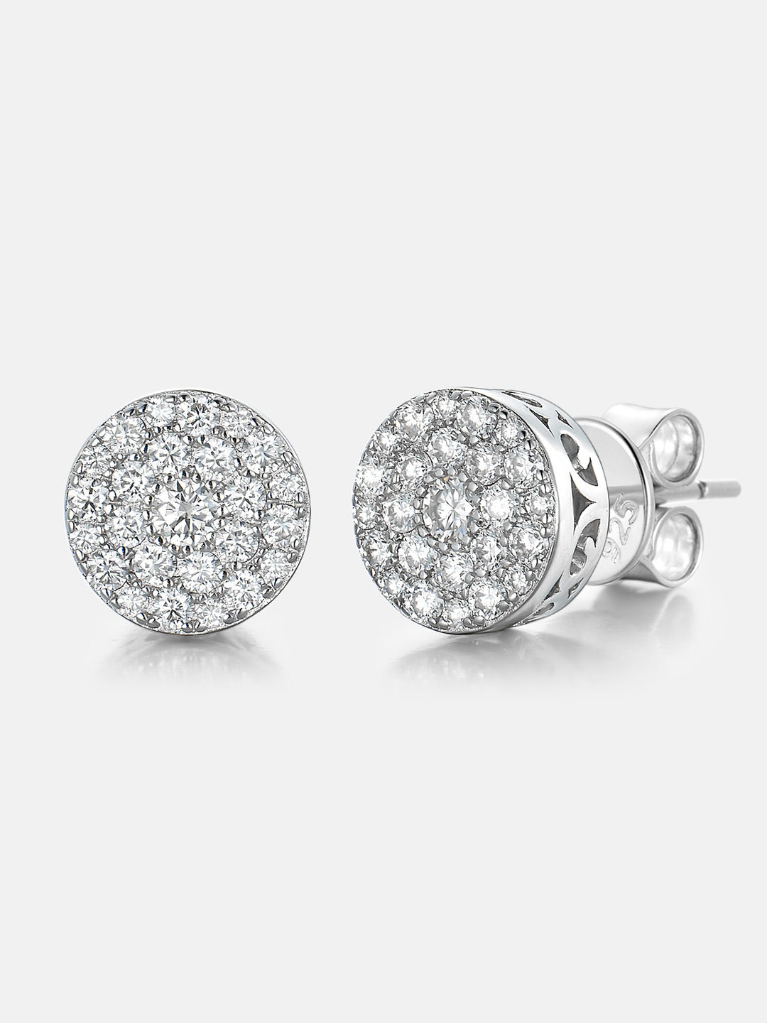 Moissanite Round Circle Cluster Stud Earrings
