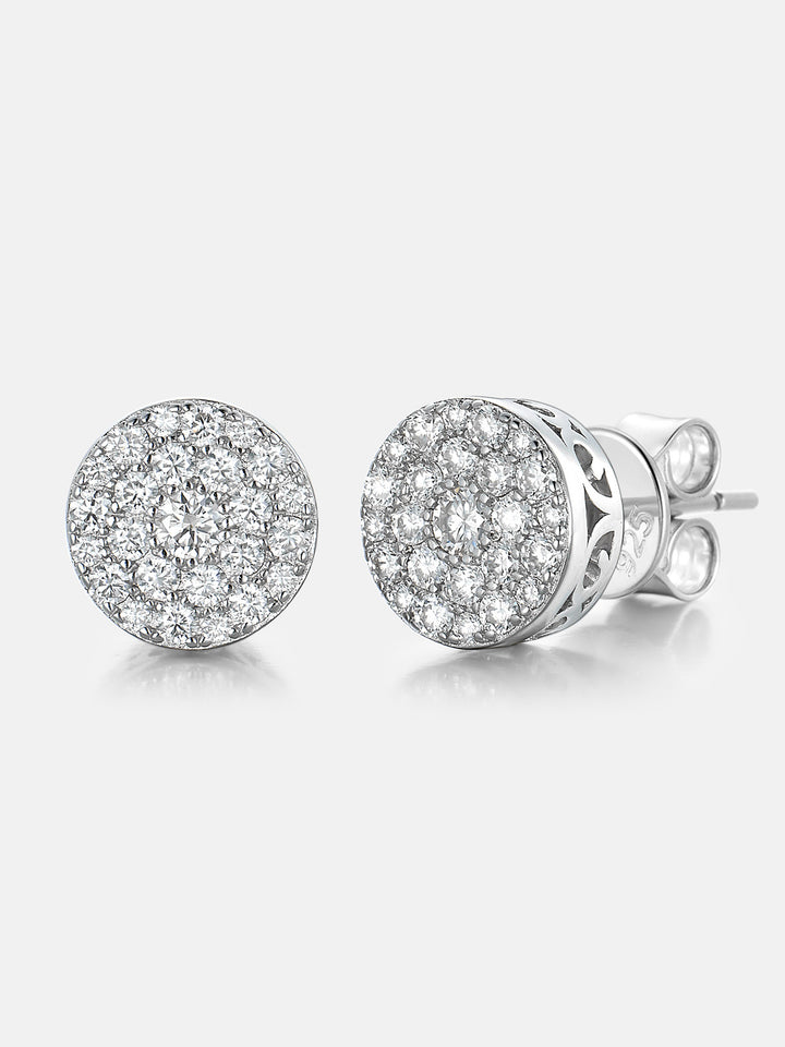 Moissanite Round Circle Cluster Stud Earrings