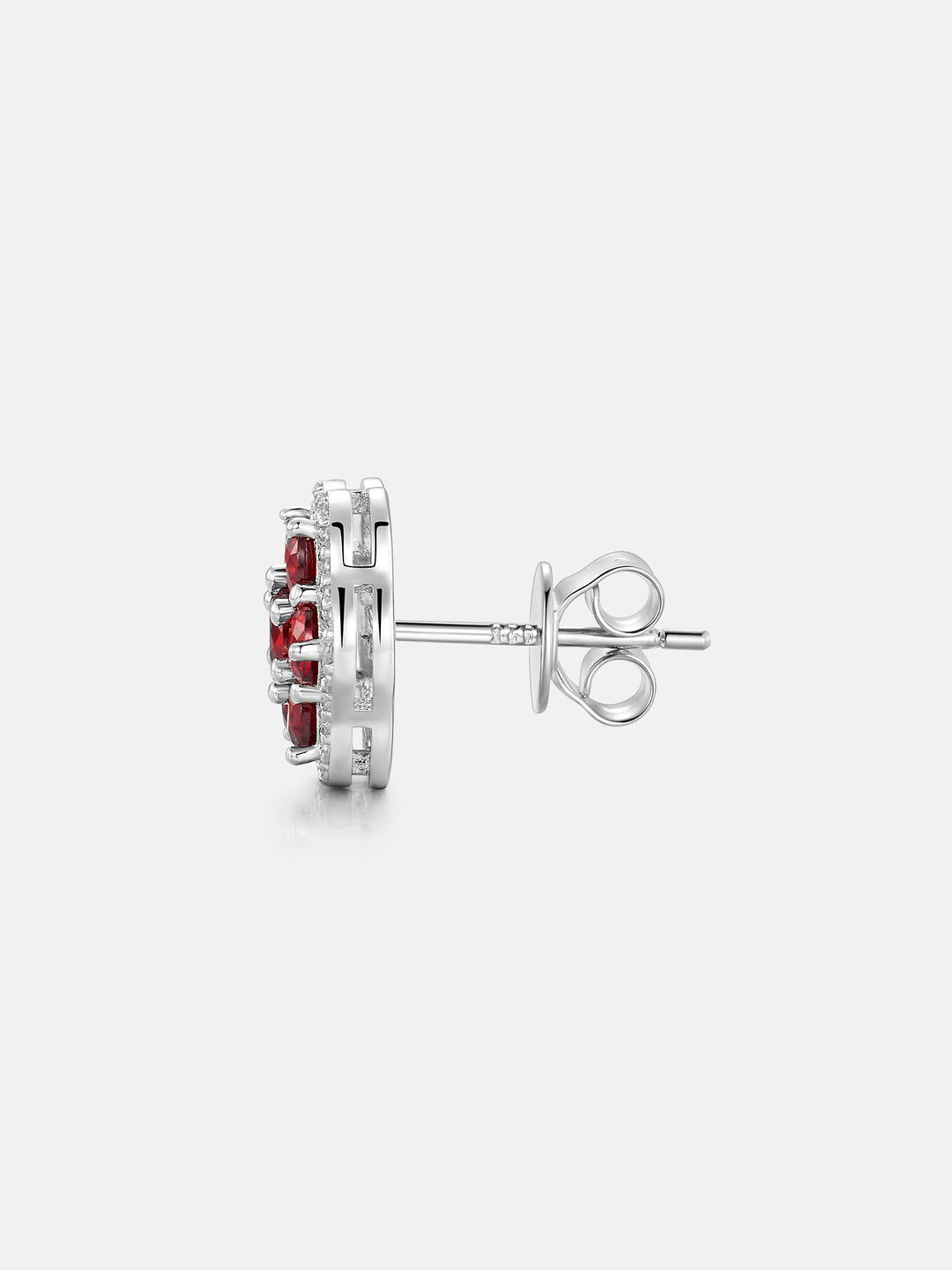 Moissanite Ruby Flower Cluster Stud Earrings