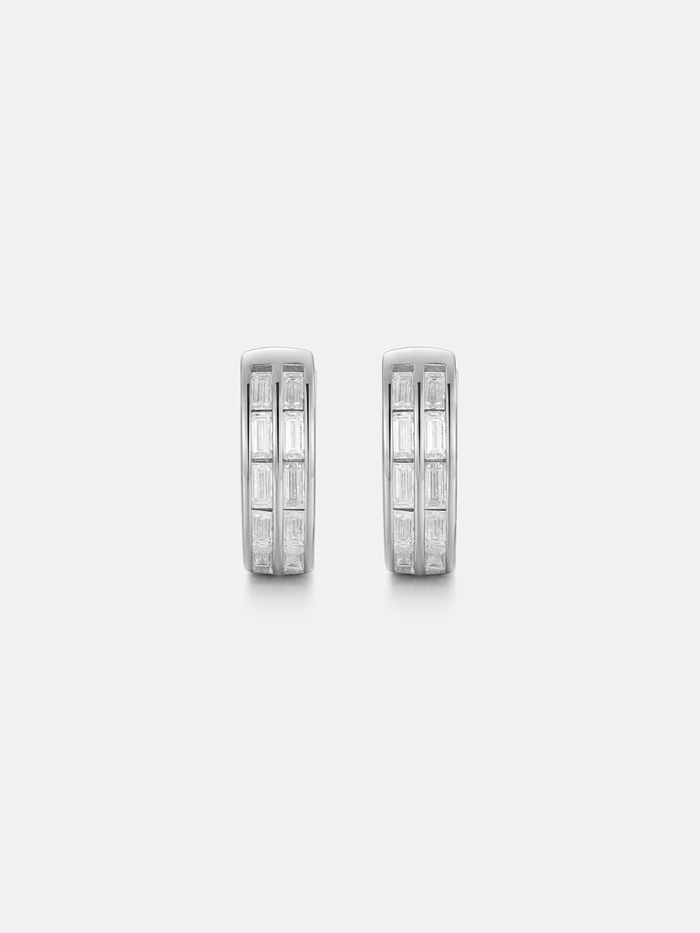 Moissanite Two Row Baguette Hoop Earrings