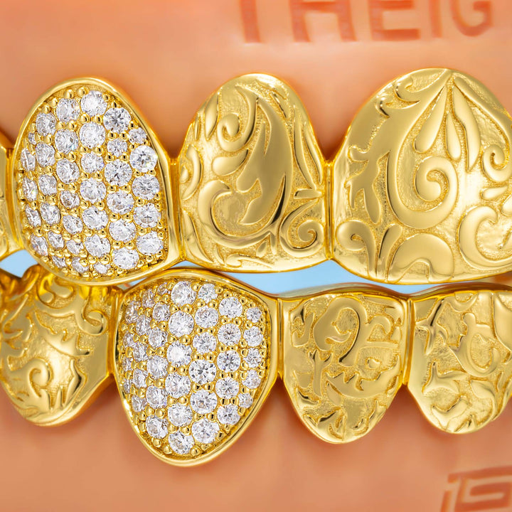 "Molten Gold" Diamond Fang Grillz