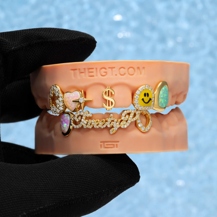 "Money Smile" Pink Opal Grillz