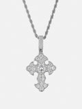 Mosaic Iced Petal 6.5mm Moissanite Cross Pendant