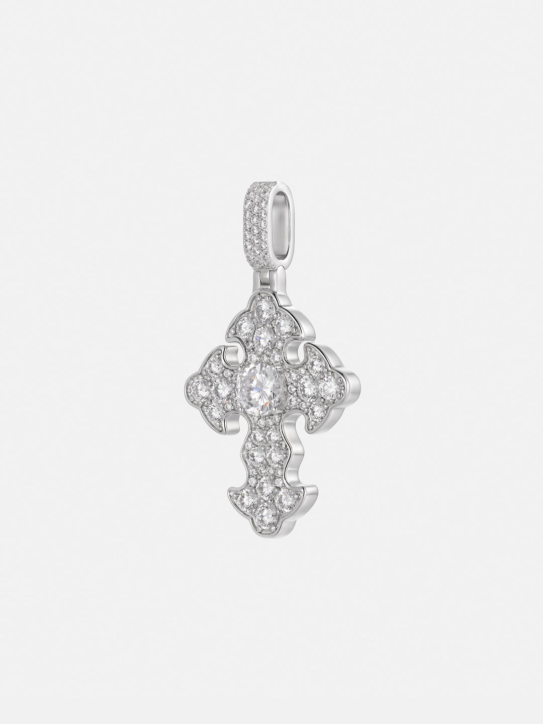 Mosaic Iced Petal 6.5mm Moissanite Cross Pendant