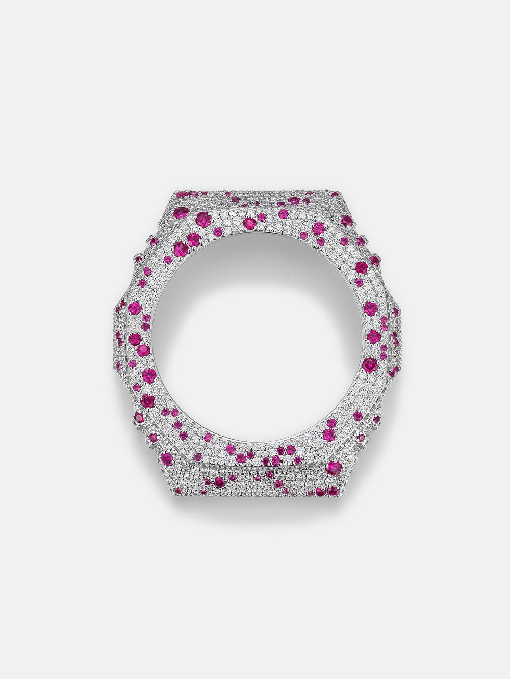 Mosaic Pink Gem & White Moissanite Bezel For GA-2100 Watch