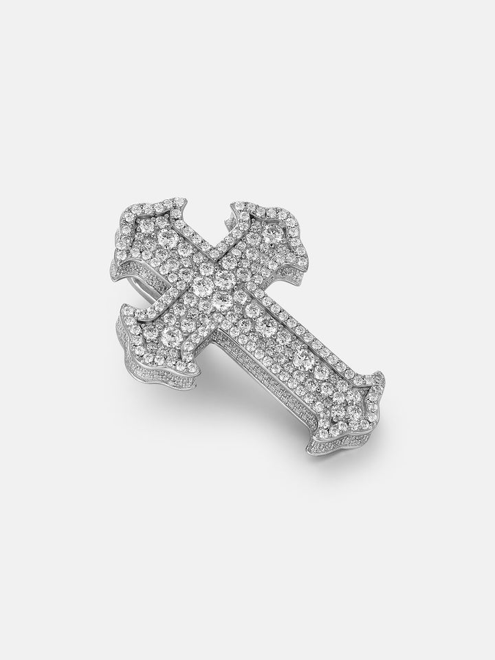 Mosaic Set Moissanite Cross Pendant
