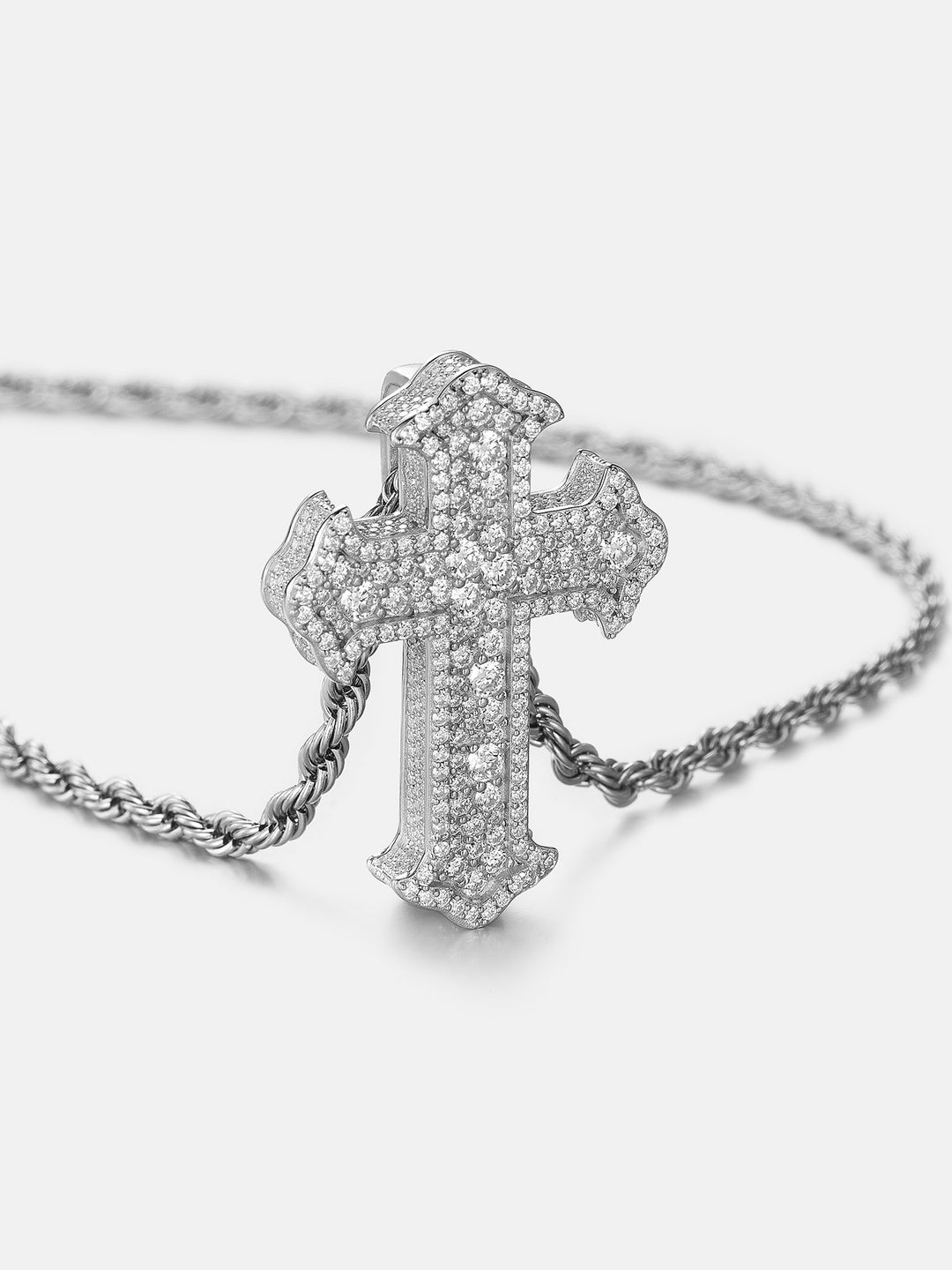 Mosaic Set Moissanite Cross Pendant