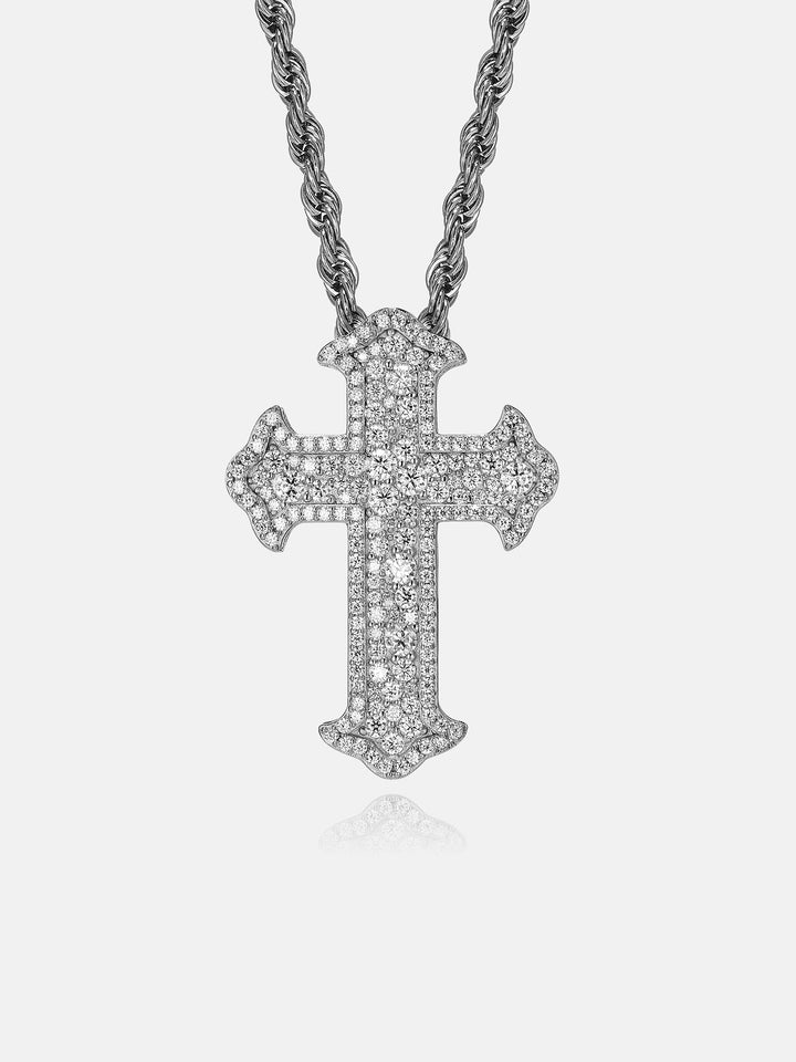 Mosaic Set Moissanite Cross Pendant