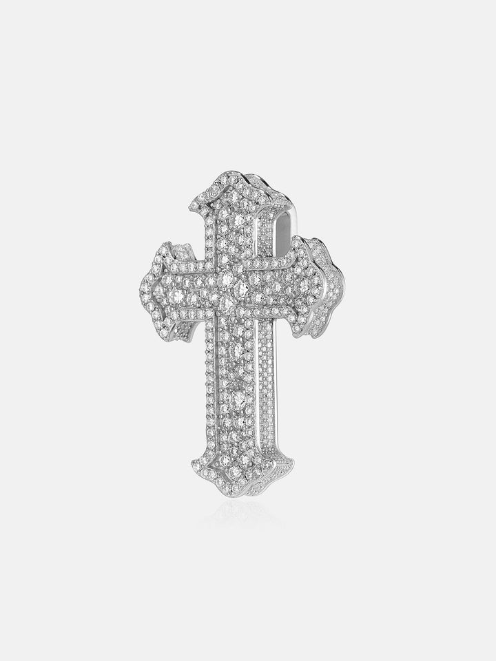 Mosaic Set Moissanite Cross Pendant
