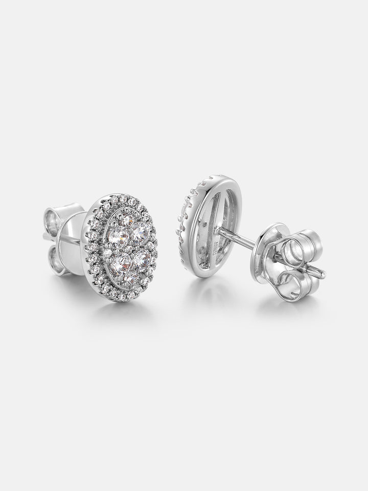 Moissanite Oval Cluster Stud Earrings