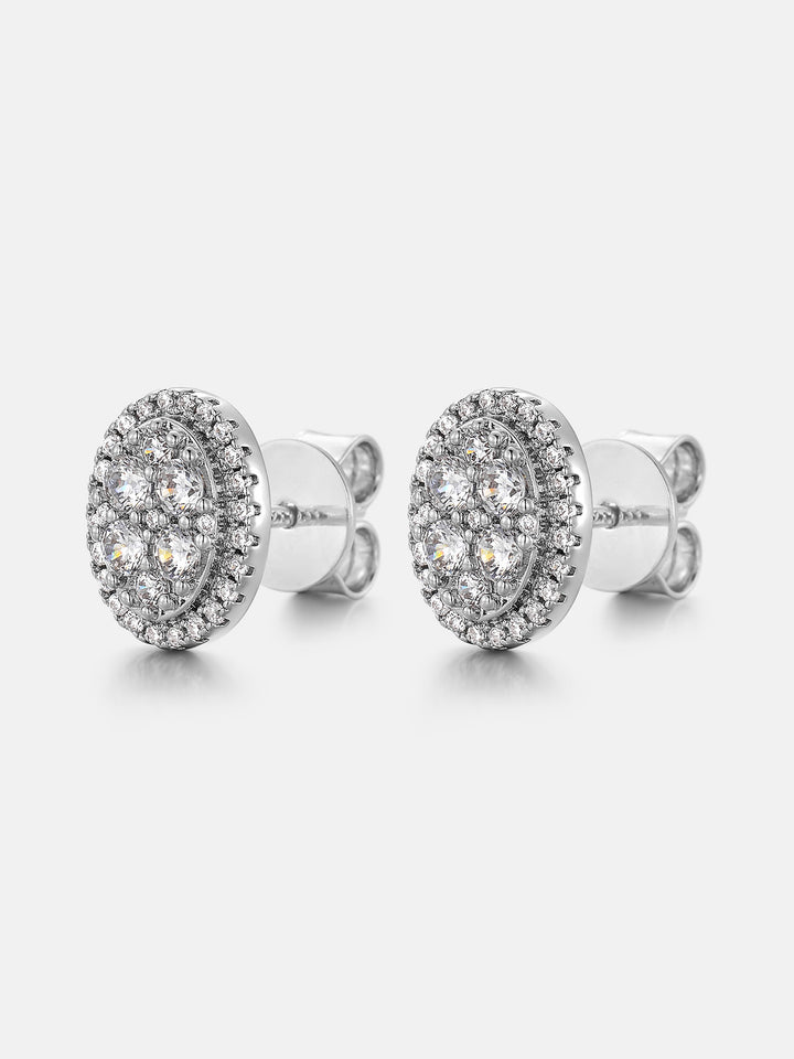Moissanite Oval Cluster Stud Earrings
