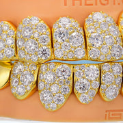 Mosaic Snow Set Moissanite Diamond Grillz In Yellow Gold Plated