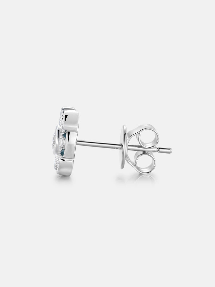 Mossanite Enamel Pinwheel Stud Earrings