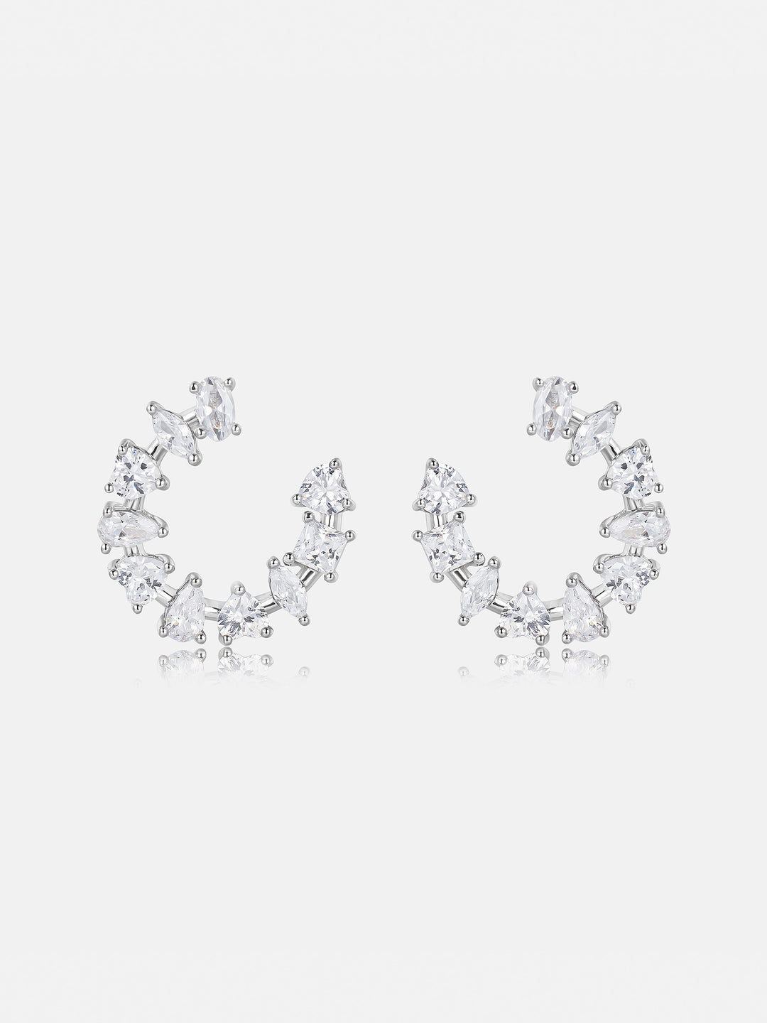 Multi-Cut Moissanite C-Hoop Earrings