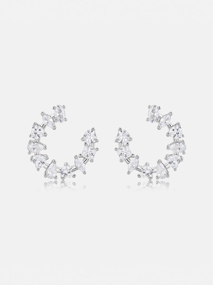 Multi-Cut Moissanite C-Hoop Earrings