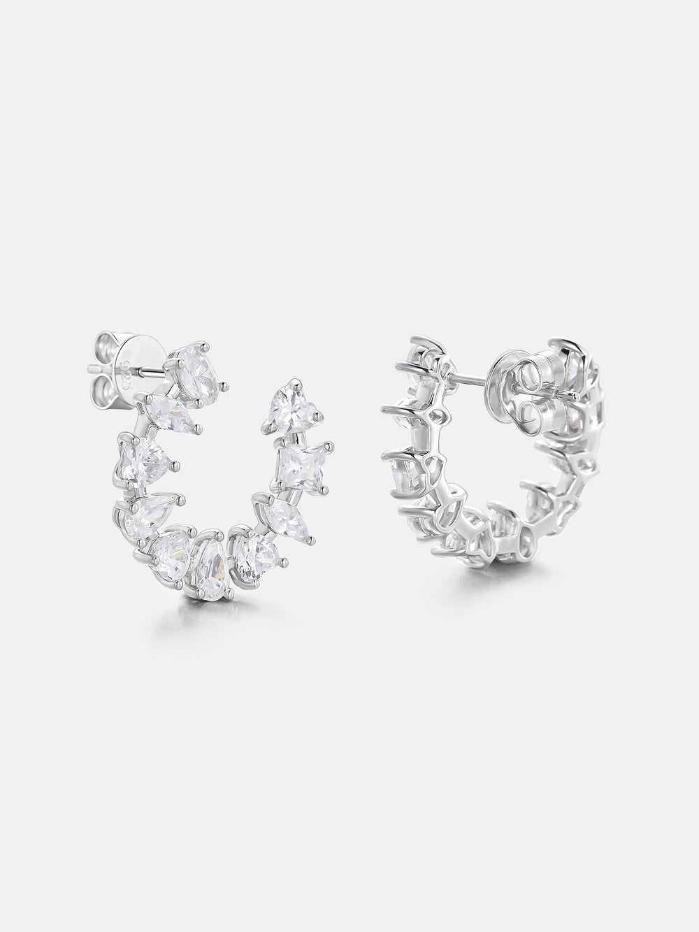 Multi-Cut Moissanite C-Hoop Earrings