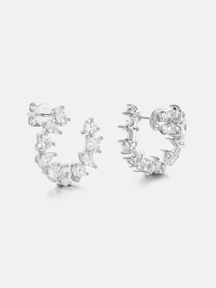 Multi-Cut Moissanite C-Hoop Earrings
