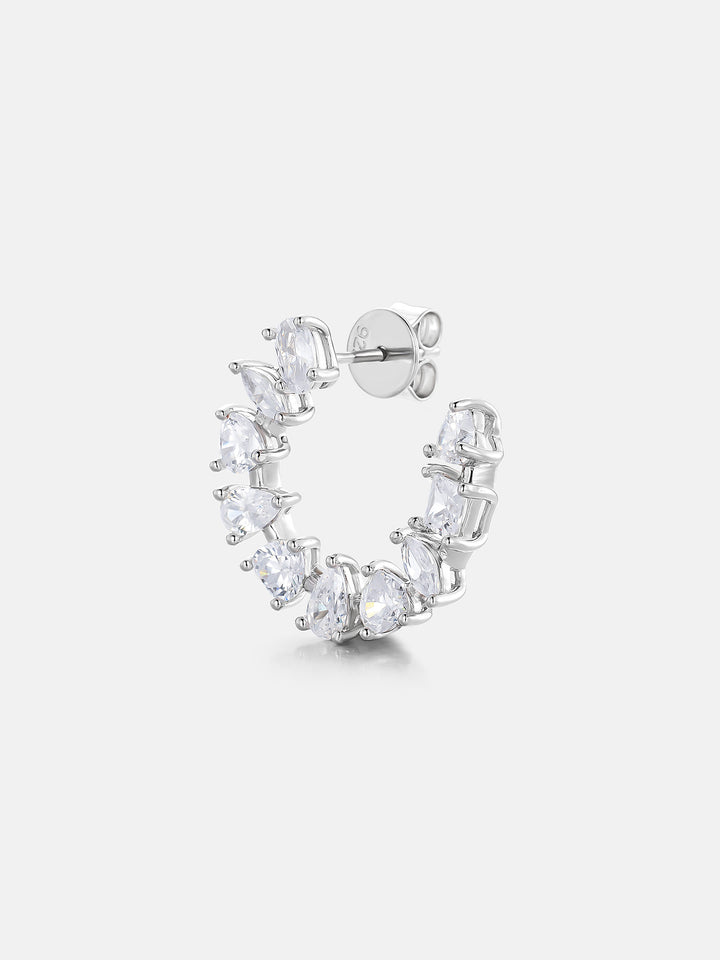 Multi-Cut Moissanite C-Hoop Earrings