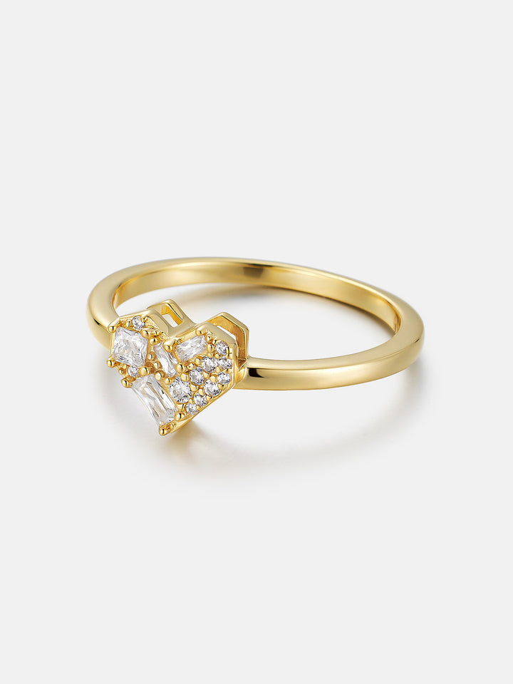 Multi-Cut Moissanite Heart Ice Engagement Ring