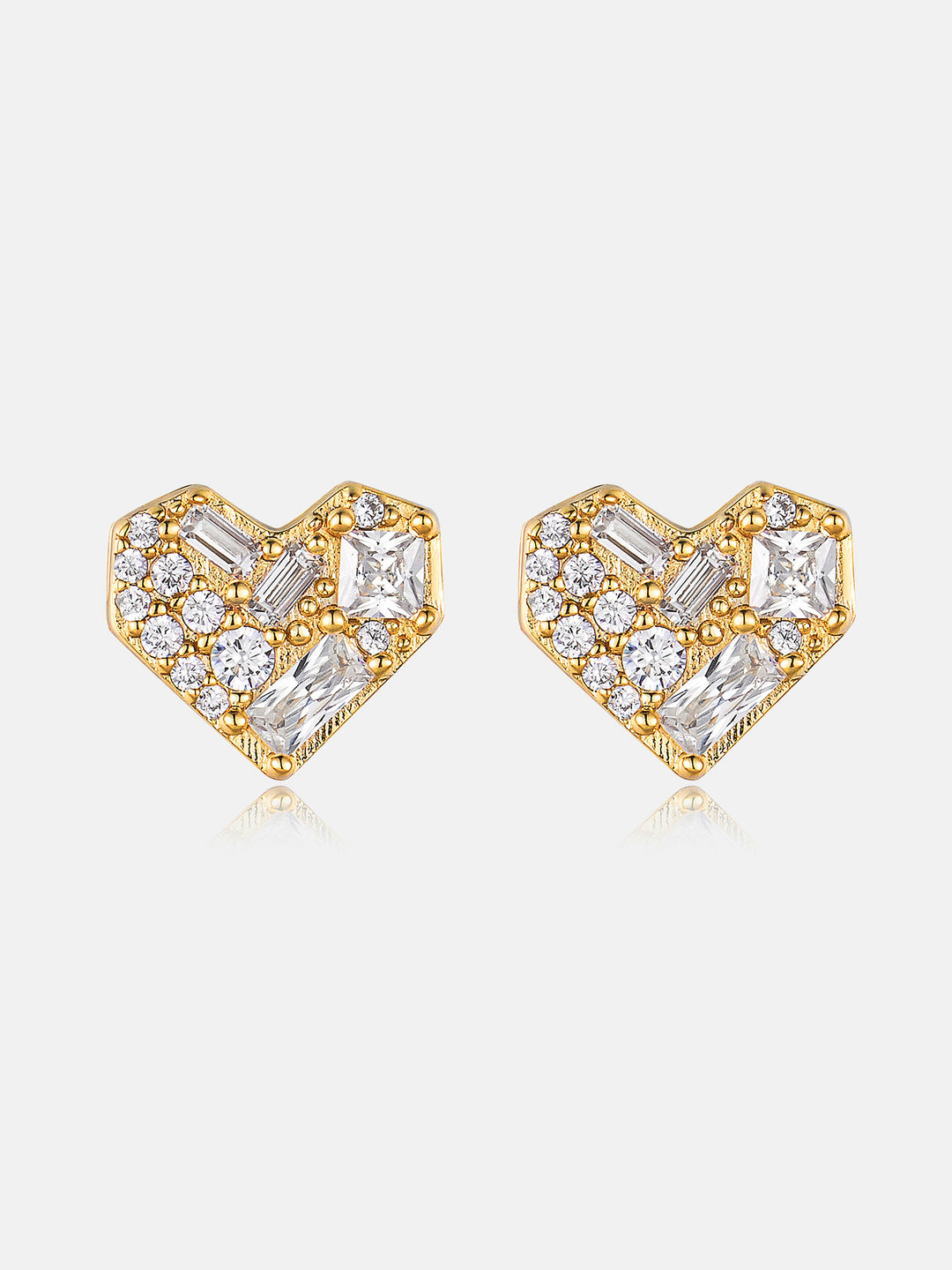 Multi-Cut Moissanite Heart Stud Earrings