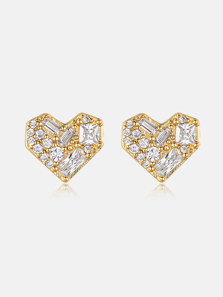 Multi-Cut Moissanite Heart Stud Earrings