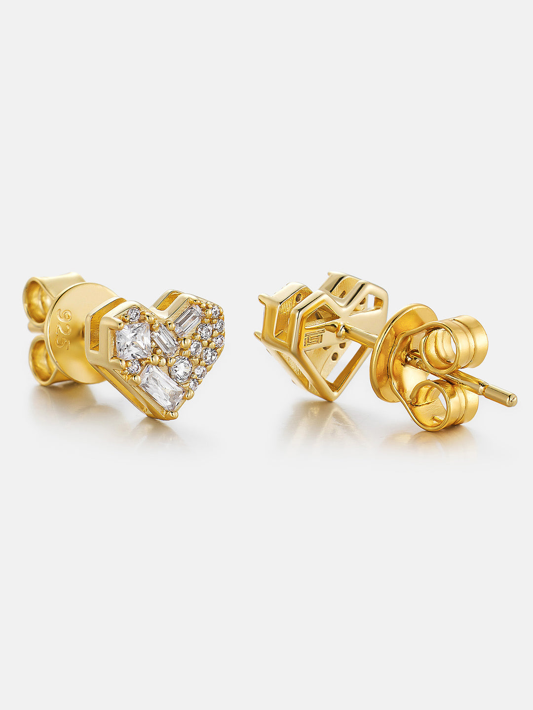 Multi-Cut Moissanite Heart Stud Earrings