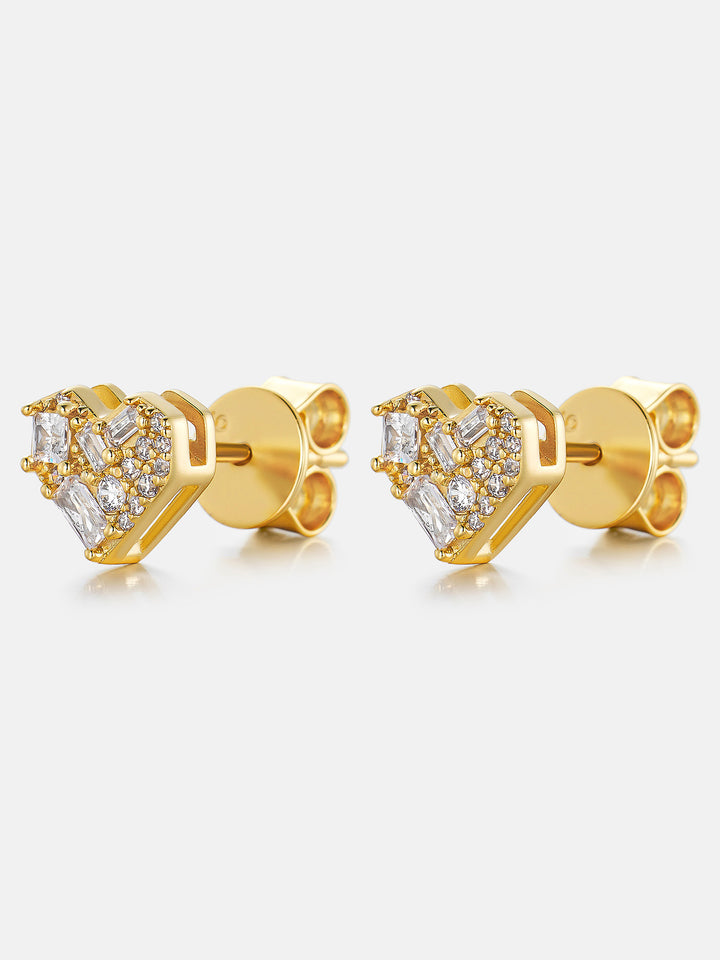 Multi-Cut Moissanite Heart Stud Earrings