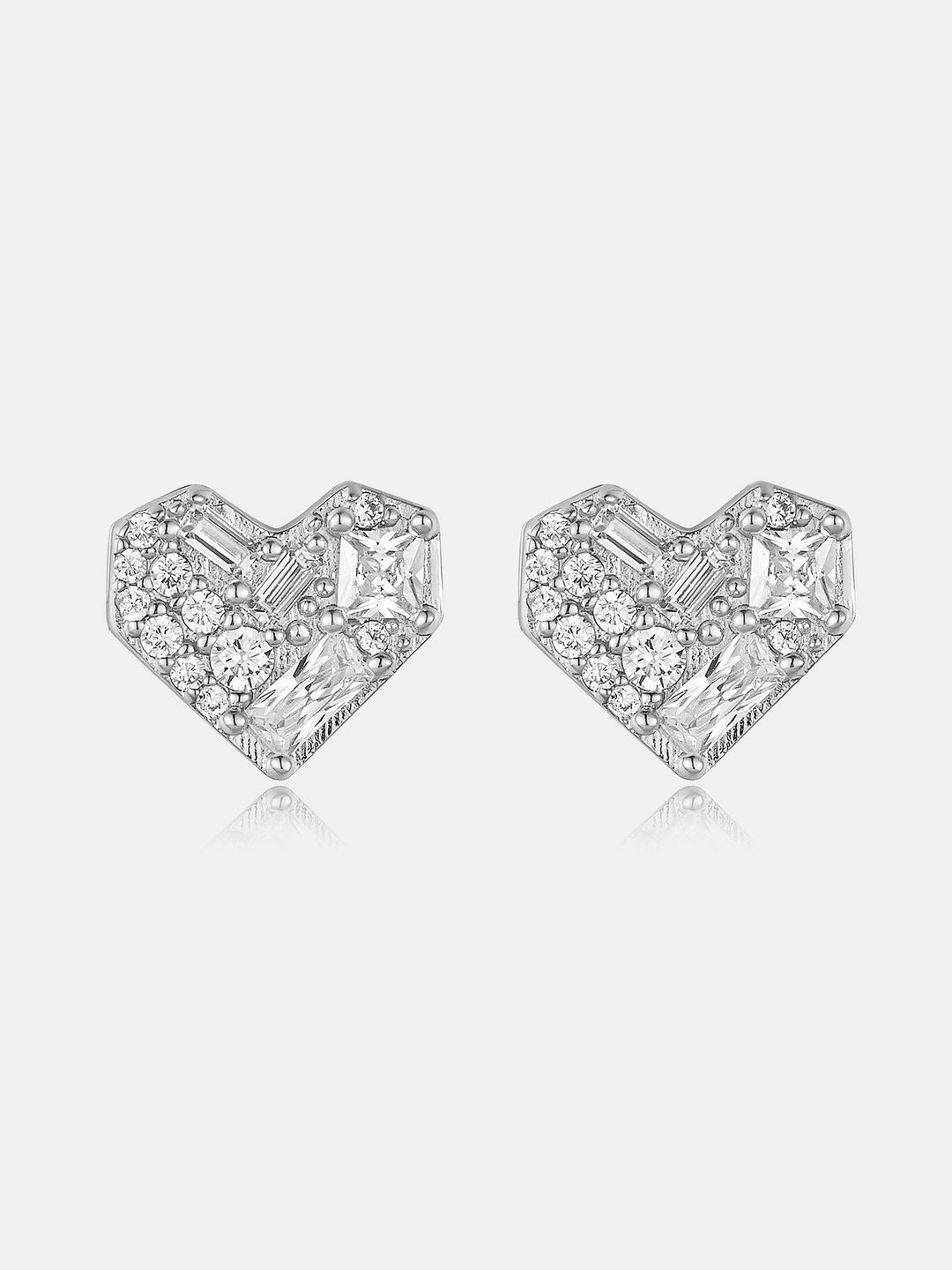 Multi-Cut Moissanite Heart Stud Earrings