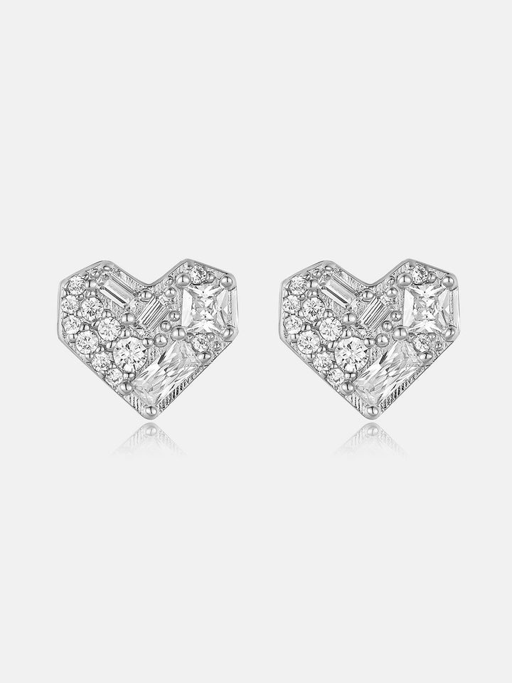 Multi-Cut Moissanite Heart Stud Earrings