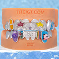 Multi Enamel Pop Star Iced Script Grillz